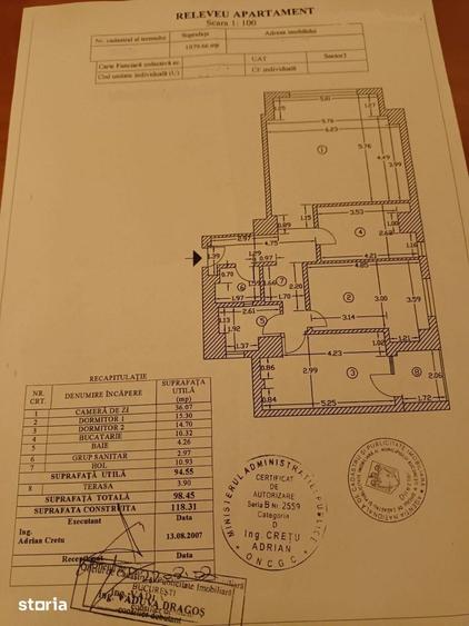 Apartament cu 3 camere în Centrul Civic