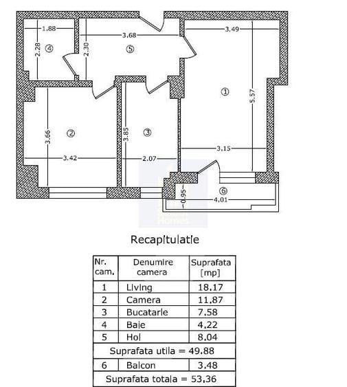 Apartament cu 2 camere decomandat în 1 Mai