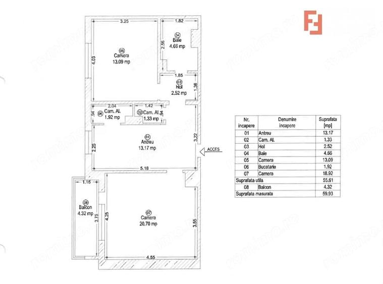 Apartament cu 2 camere decomandat în Steaua