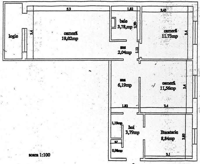 Apartament cu 3 camere decomandat în Alexandru cel Bun