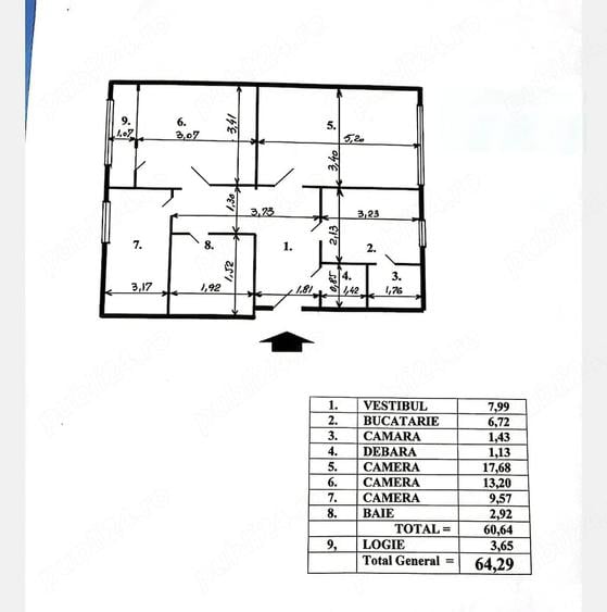 Apartament cu 3 camere decomandat în Militari