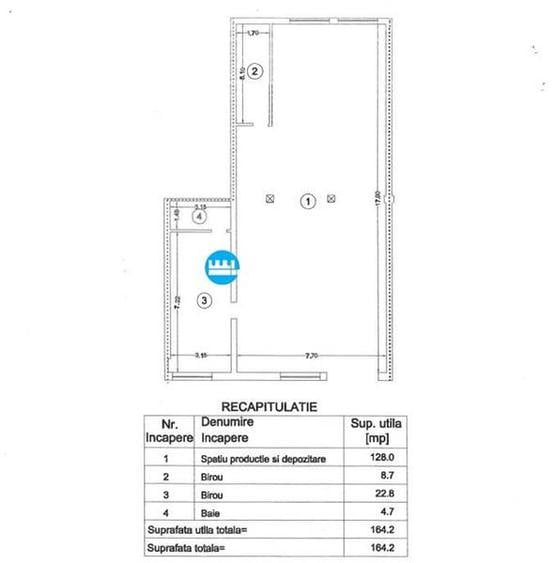 Spațiu industrial, de 164 mp, în Tomești