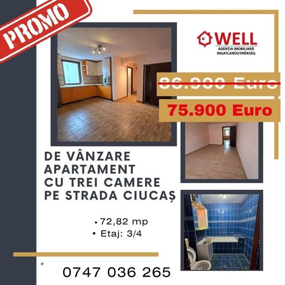Apartament cu 3 camere în Central