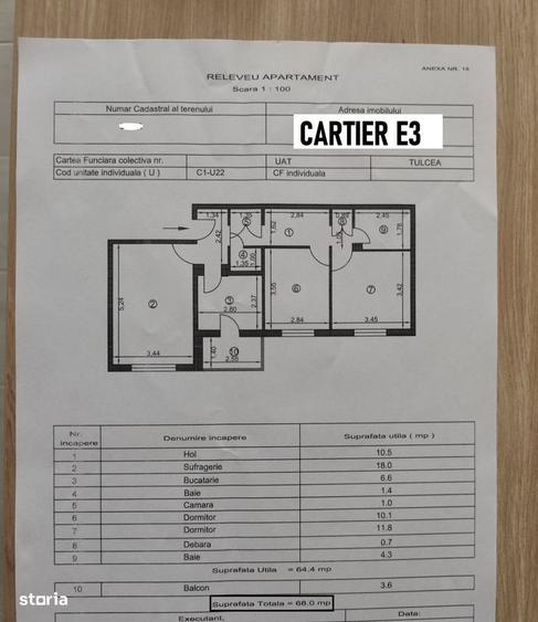 Apartament cu 3 camere Kaufland, Cartier E3, Etajul 2-Centrala pe gaz - 11