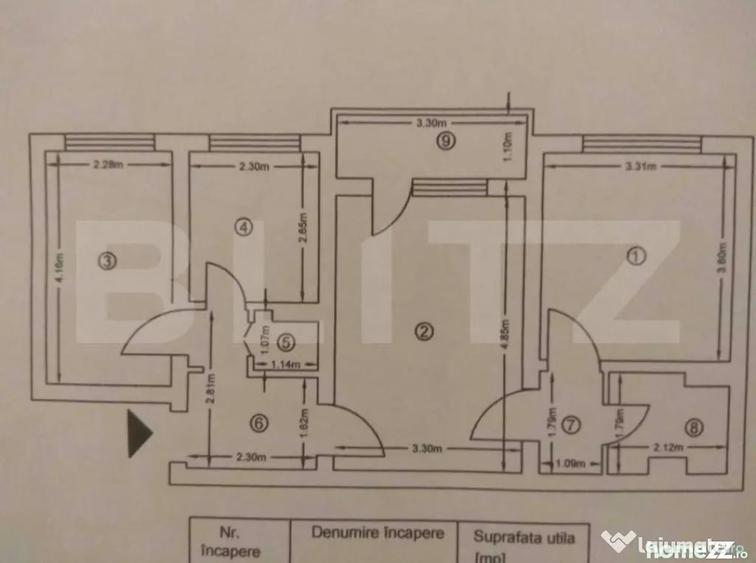 Apartament cu 3 camere semidecomandat în Tătărași
