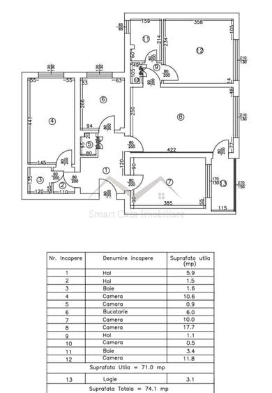 Apartament cu 4 camere semidecomandat în Podu Roș