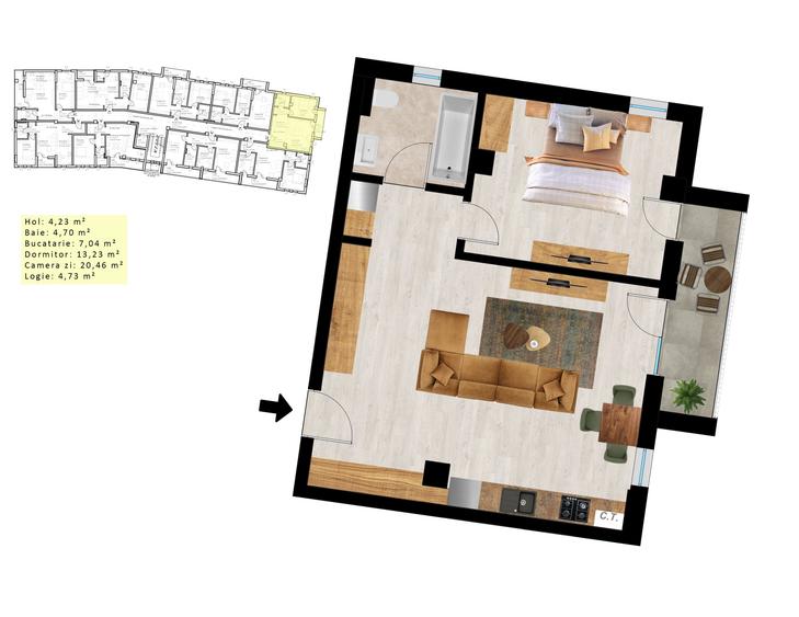 Apartament cu 2 camere semidecomandat în Aradului — fotografia 3