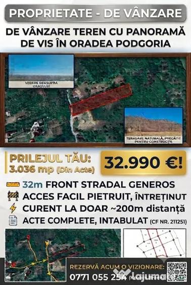 Teren de 3039 mp, în Podgoria