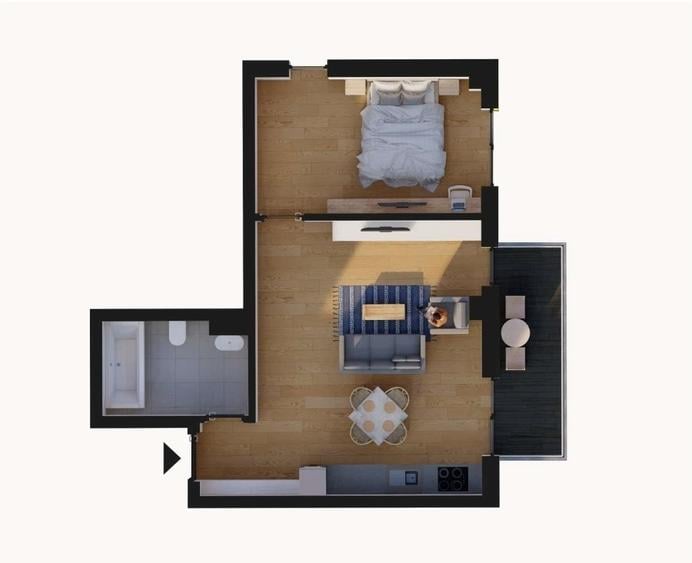 Apartament cu 2 camere decomandat în Râșnov