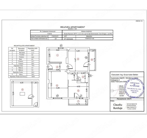 Apartament cu 3 camere semidecomandat în Ghermănești