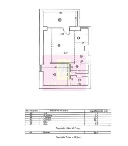 Apartament cu 2 camere în Central