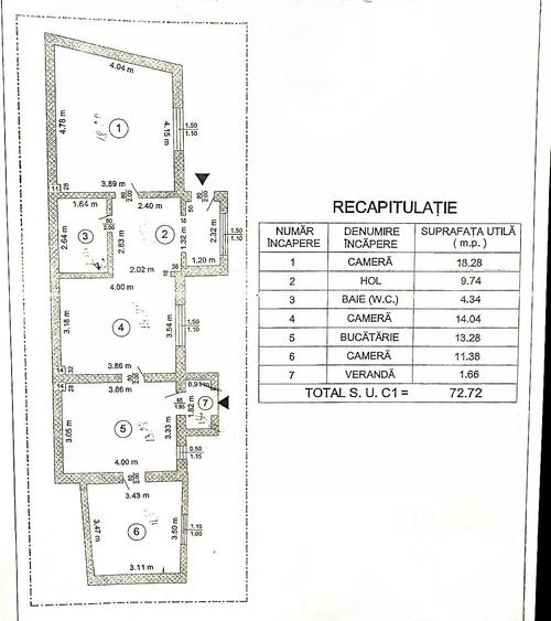Casă individuală cu 3 camere cu Canalizare în 1 Mai
