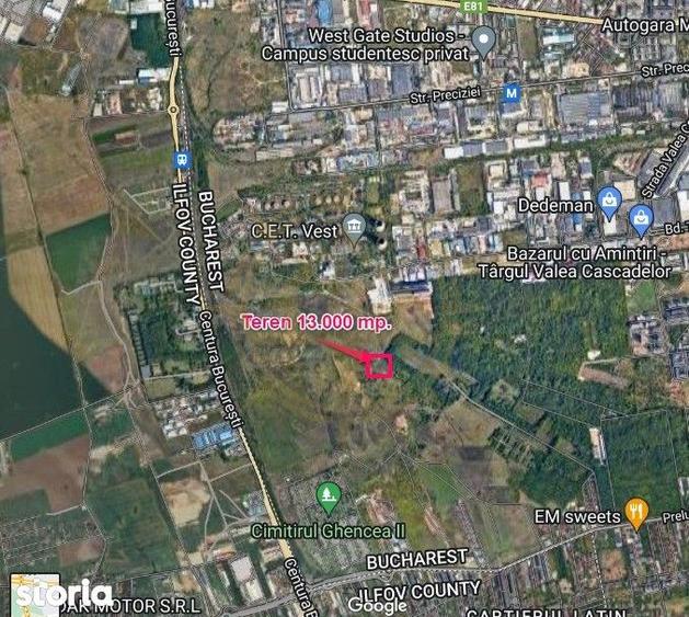 Teren de 13000 mp, în Prelungirea Ghencea