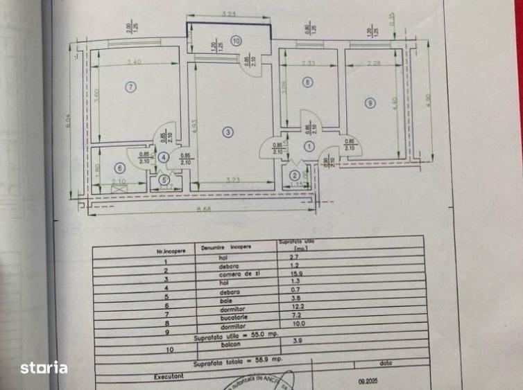 Apartament cu 3 camere în Central