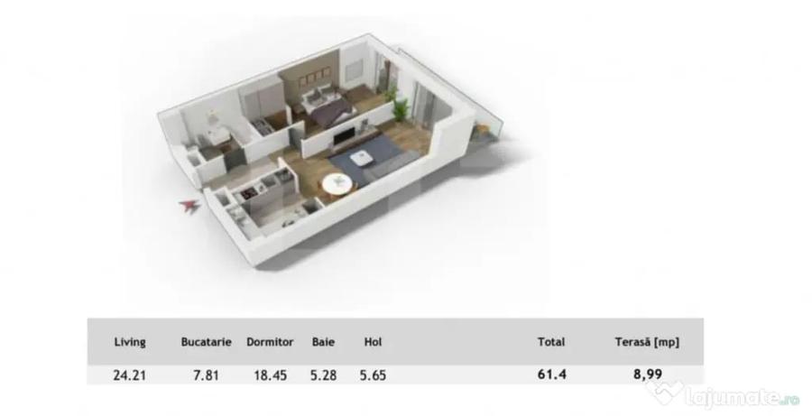 Apartament 2 camere, compartimentare ideala + terasa, Cent - 1
