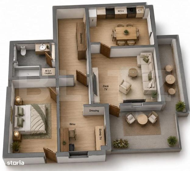 Apartament de vanzare 2 camere, 63,60 mp utili +TVA - 2