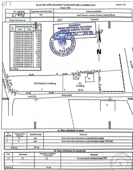 Casă cu 1 camere cu Teren 700 Mp în Tamași