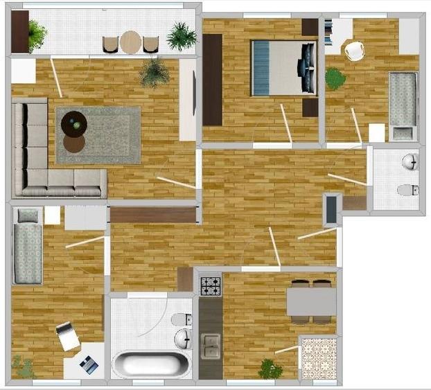 Apartament cu 4 camere decomandat în Central