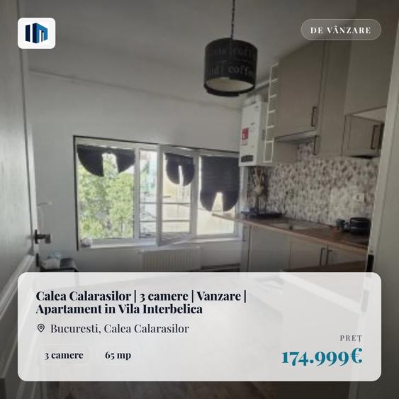 Apartament cu 3 camere semidecomandat, mobilat în Calea Călărașilor