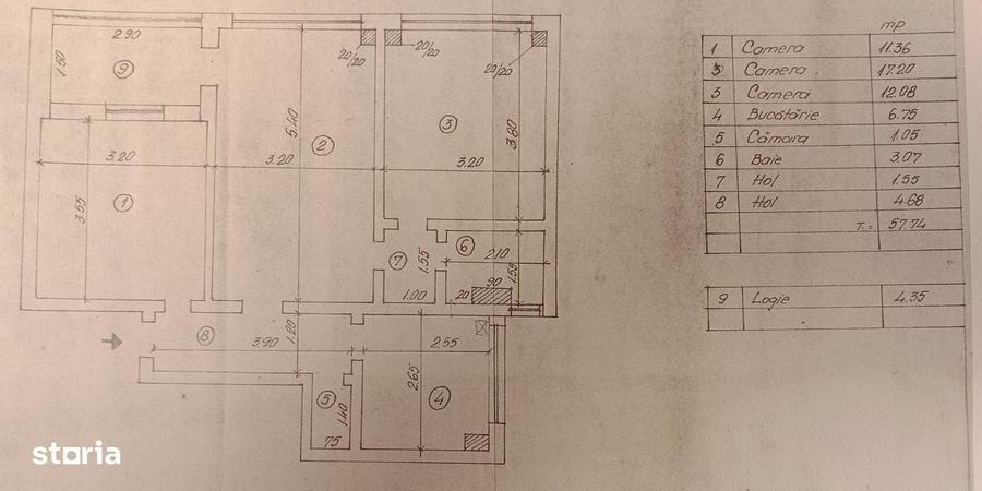 Apartament cu 3 camere semidecomandat în Griviței