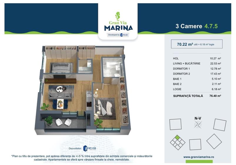 Apartament cu 3 camere in bloc nou langa mall Vivo - 12