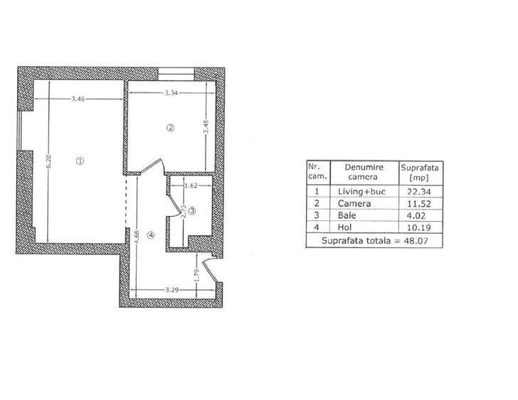 Apartament cu 2 camere în Tei