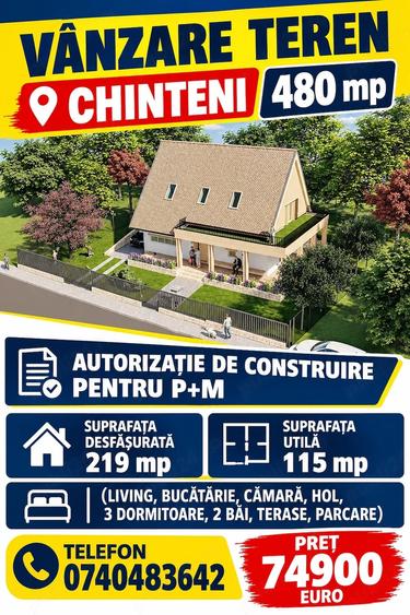 Teren de 480 mp, în Chinteni