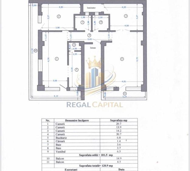 Apartament cu 4 camere în 1 Mai