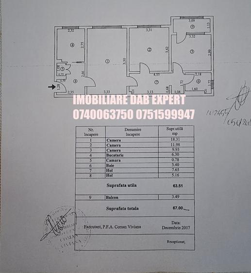 Apartament cu 3 camere decomandat în Țiglina 3