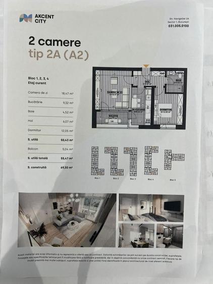 Apartament cu 2 camere decomandat în Bucureștii Noi
