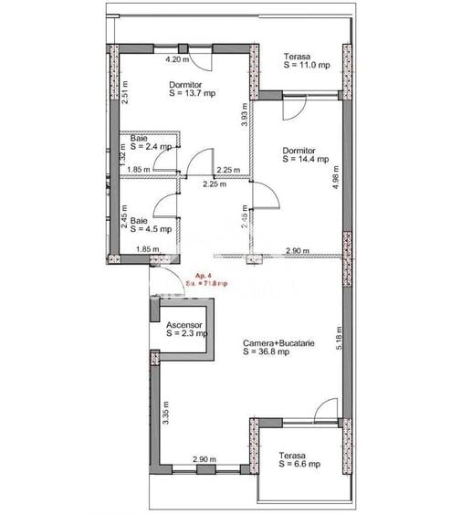 Apartament cu 3 camere în Trei Stejari