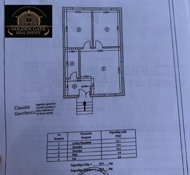 Casă individuală cu 3 camere cu Canalizare în Central