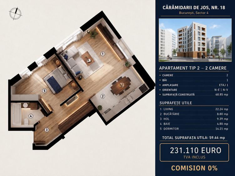 Apartament 2 camere NOU! - Finalizare 2027 - Metrou Tineretului, lângă Parc - 1