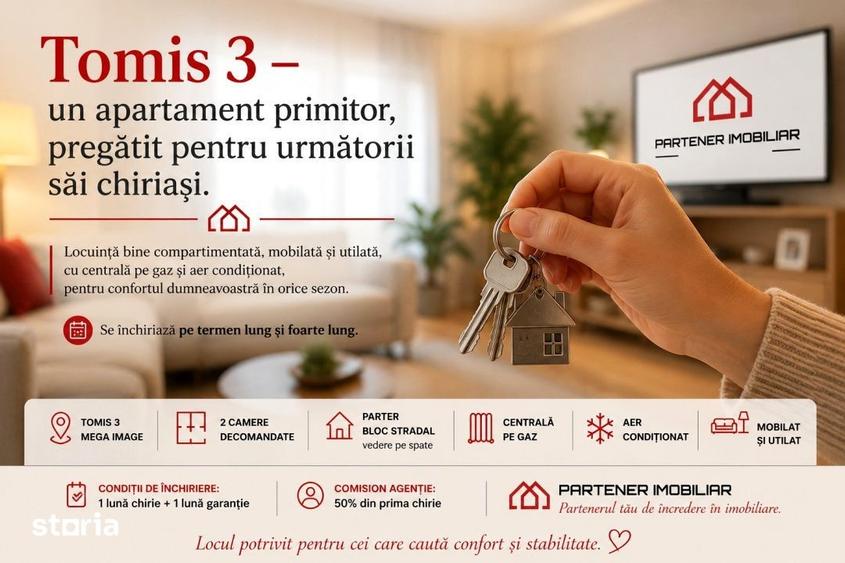 Apartament cu 2 camere decomandat, mobilat în Tomis III