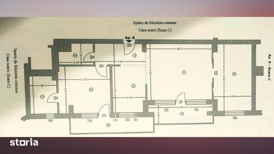 Apartament cu 3 camere semidecomandat în Banat