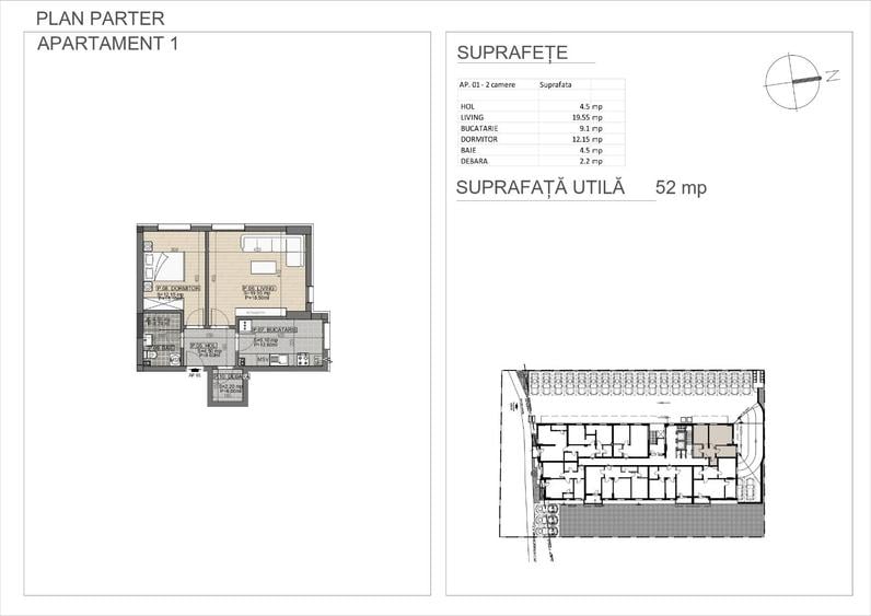 Apartament cu 2 camere în Progresul