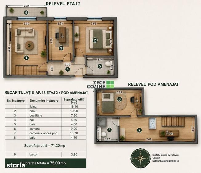 Apartament cu 3 camere în Hlincea