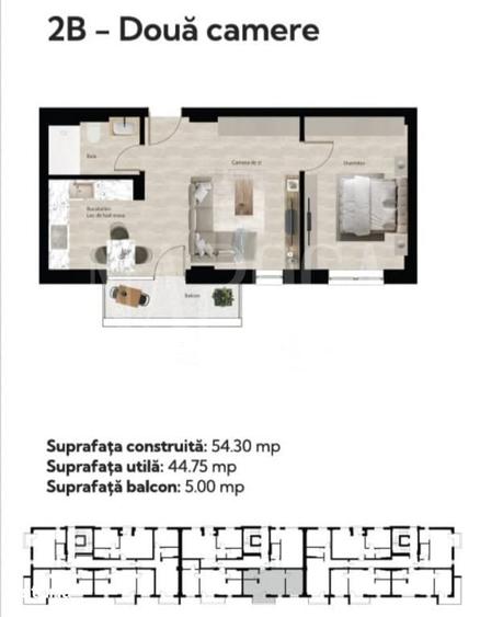 Apartament cu 2 camere în Sânmartin