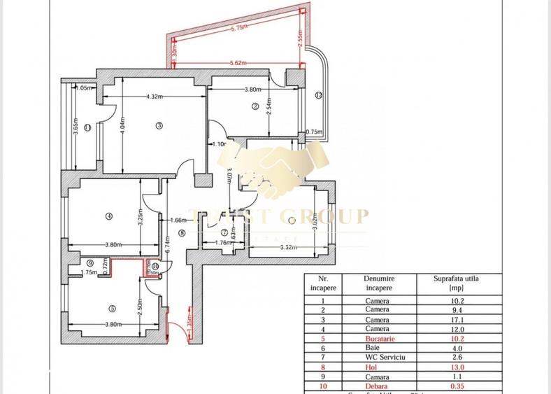 Apartament cu 4 camere decomandat în Dacia