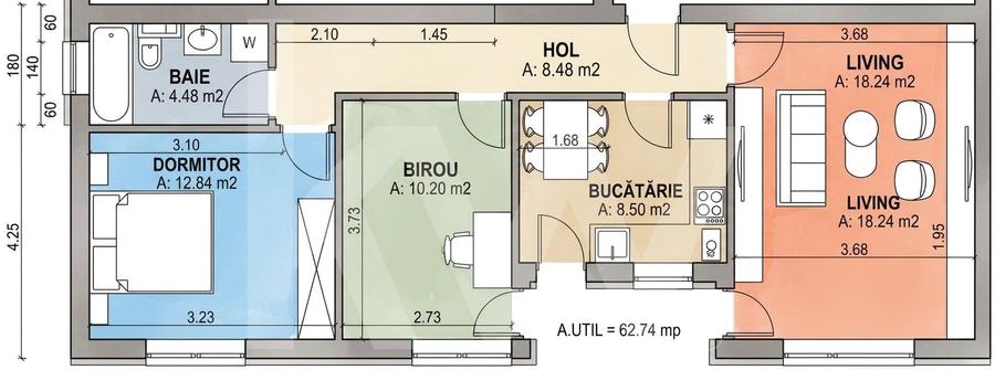 Apartament cu 3 camere decomandat în Șelimbăr