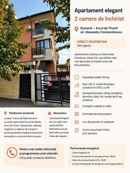 Apartament cu 2 camere în Domenii