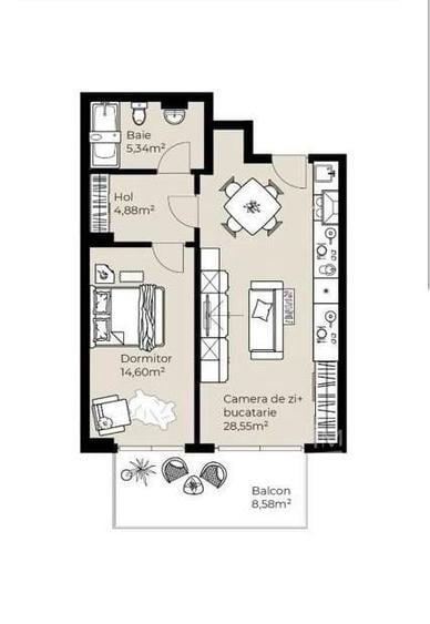Apartament cu 2 camere în Sopor