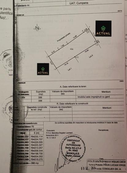 Teren Construcții intravilan de 398 mp, în Cumpăna