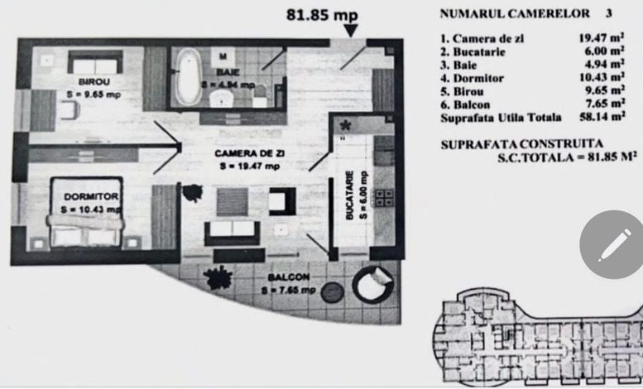 Apartament cu 3 camere decomandat în Exterior Vest