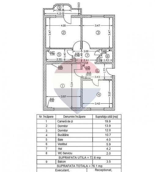 Apartament cu 3 camere spatios de inchiriat in zona 13 Se... - 2