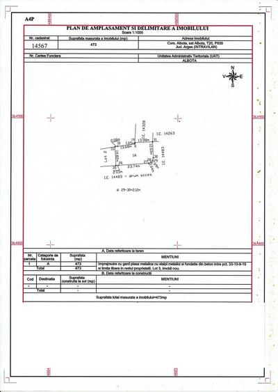 Teren Construcții intravilan de 473 mp, în Albota