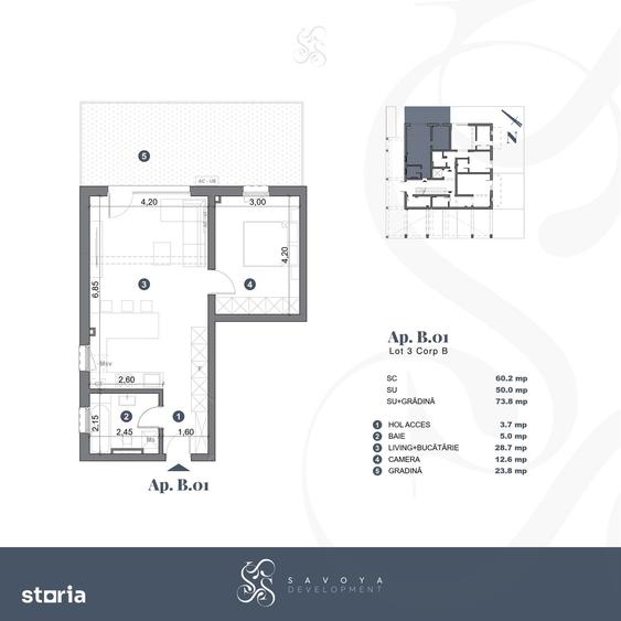 Apartament cu 2 camere în Șagului