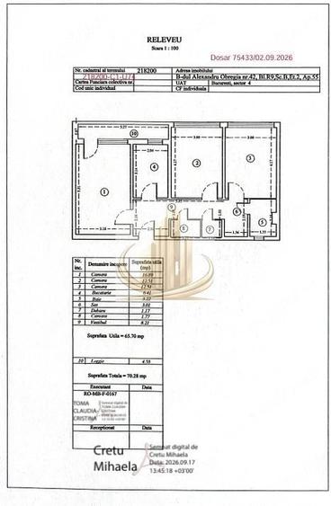 Apartament cu 3 camere decomandat, mobilat în Berceni