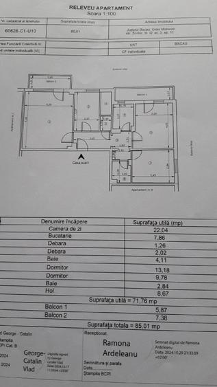 Apartament cu 3 camere decomandat în Central