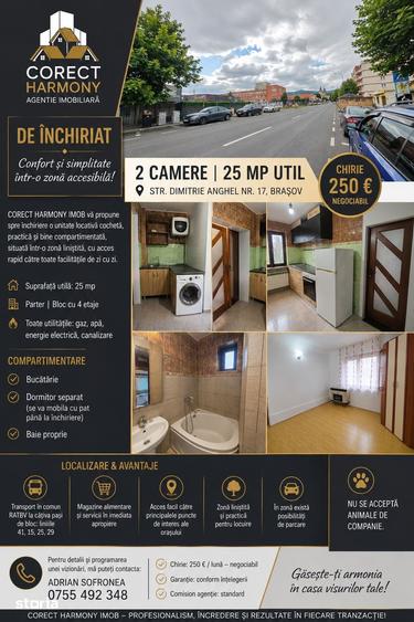 Garsoniera de inchiriet, 2 camere brasov - 1